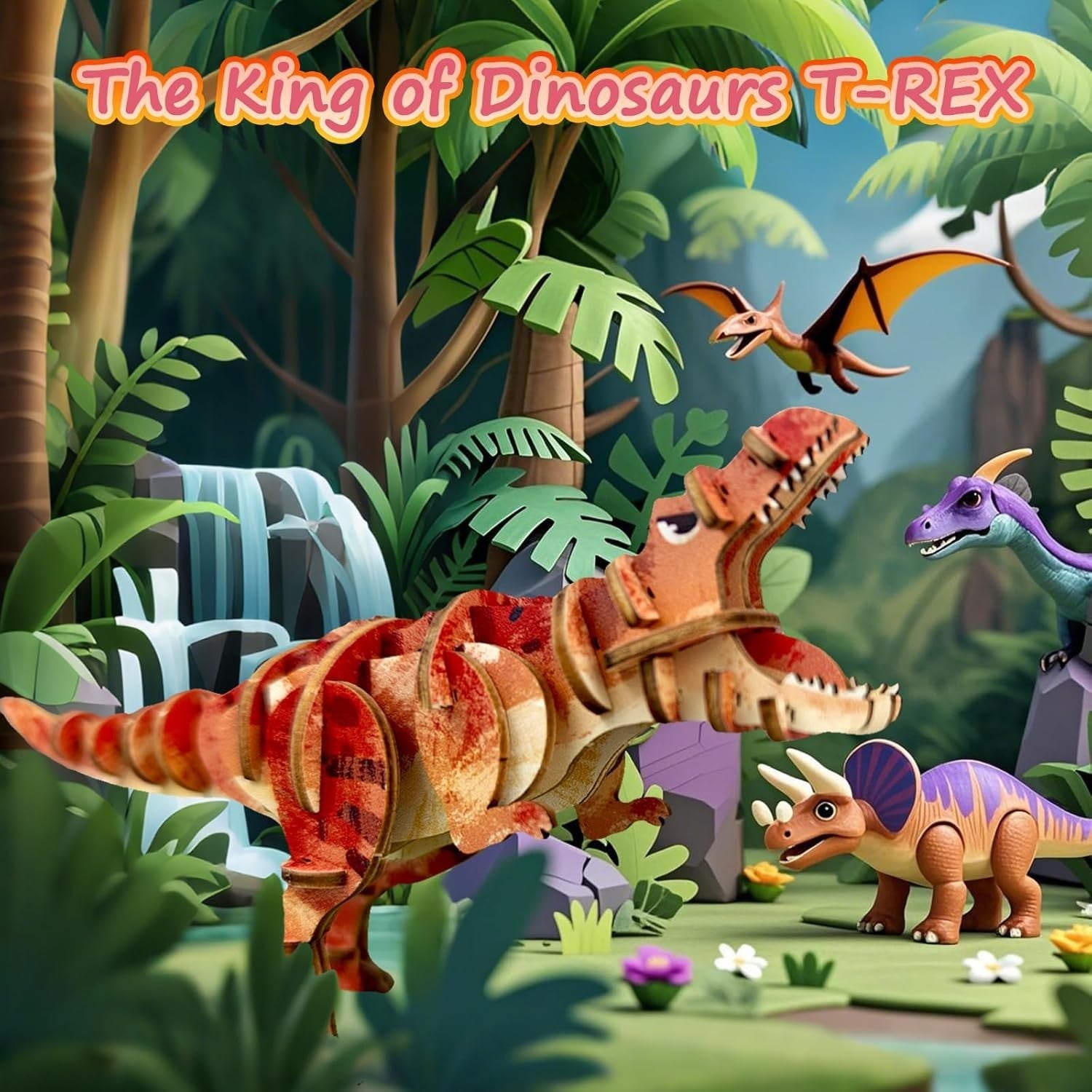 3D Wooden T-Rex Dinosaur Puzzle Kit for Kids - Educational & Handmade