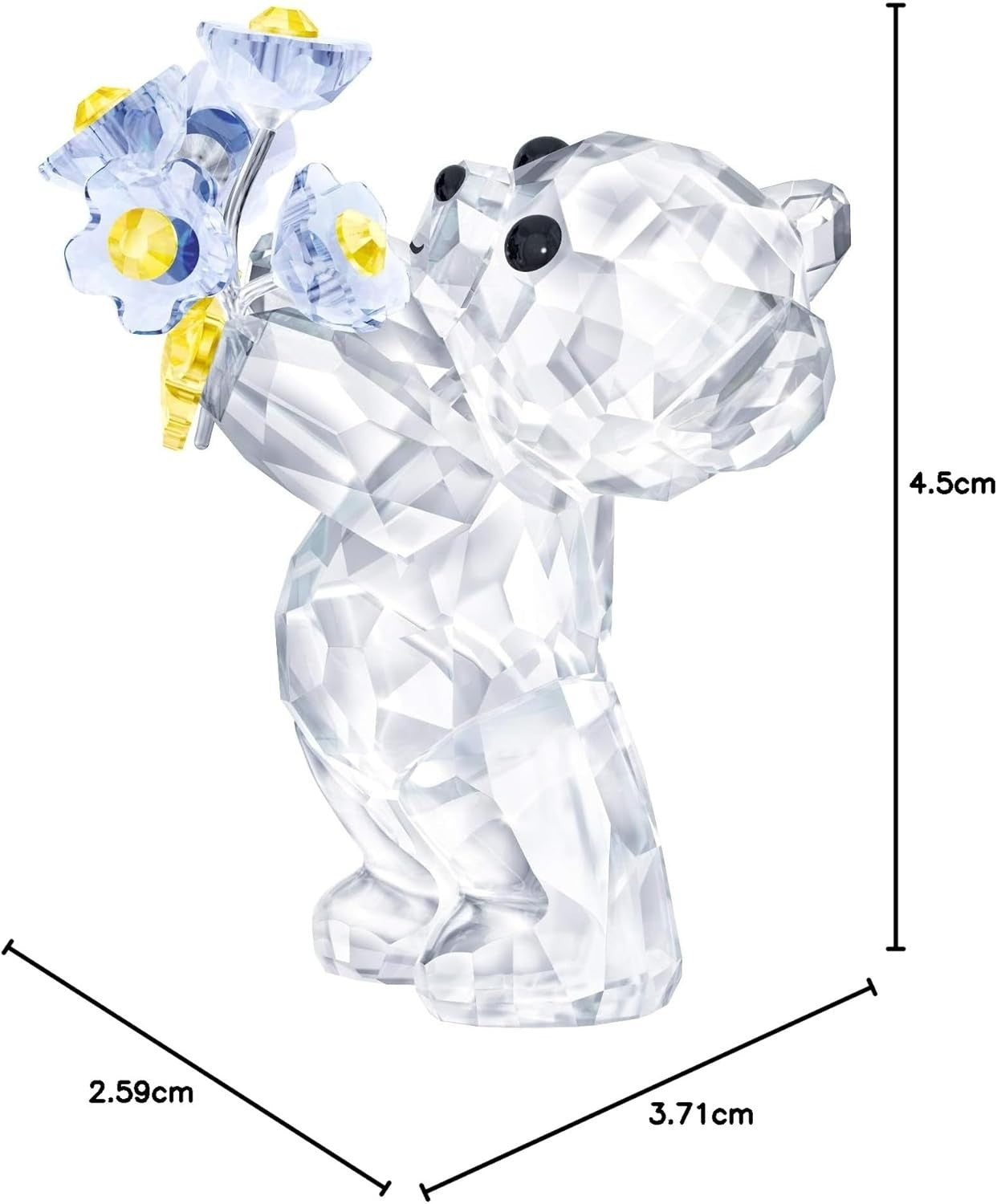 Crystal Bear Figurine with Blue Forget-Me-Not Flowers – Luxury Gift Collectible