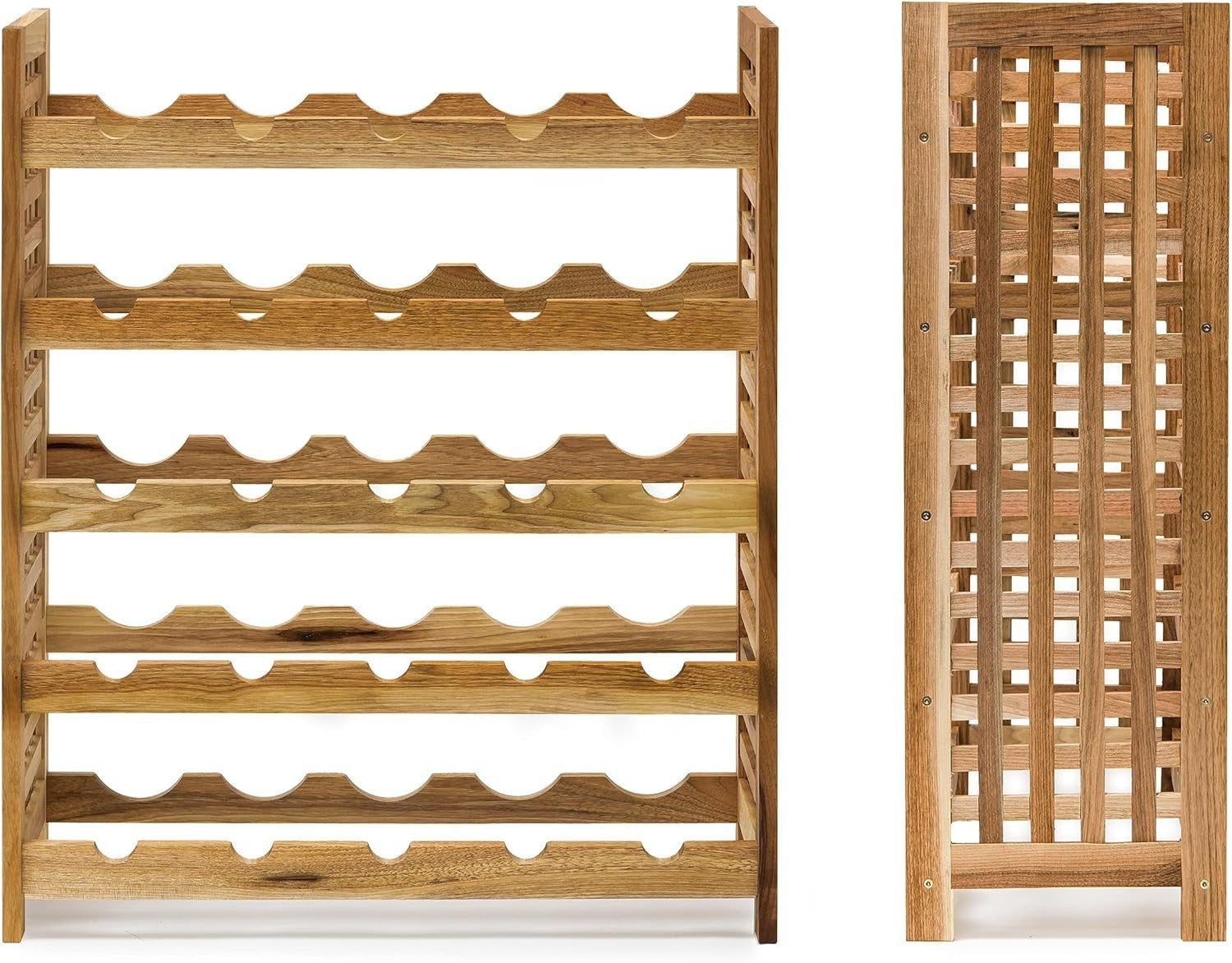 25 Bottle Wooden Wine Rack 5 Tier Rustic Freestanding Storage Shelf Walnut