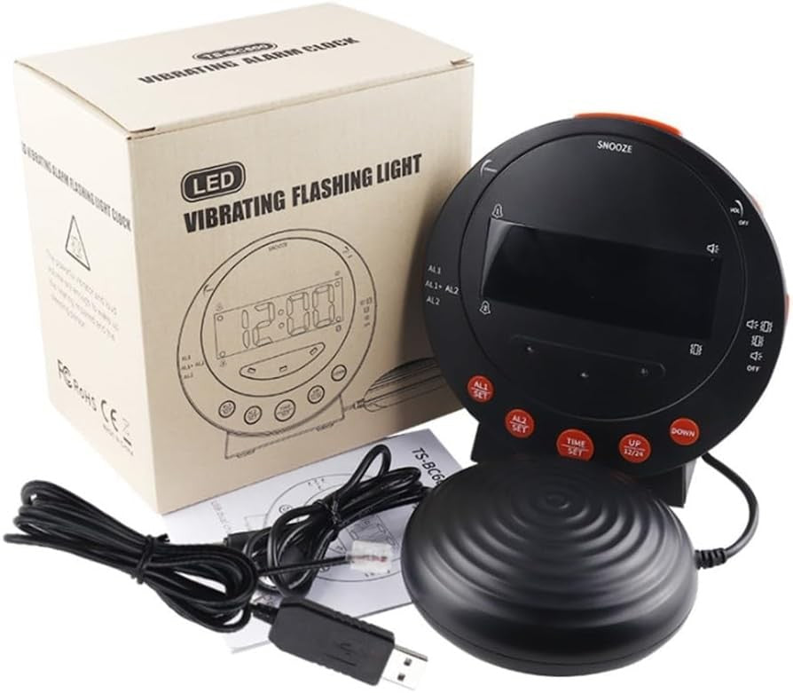 Vibration Alarm Clock Heavy Sleepers Loud LED Display Bed Shaker Deaf