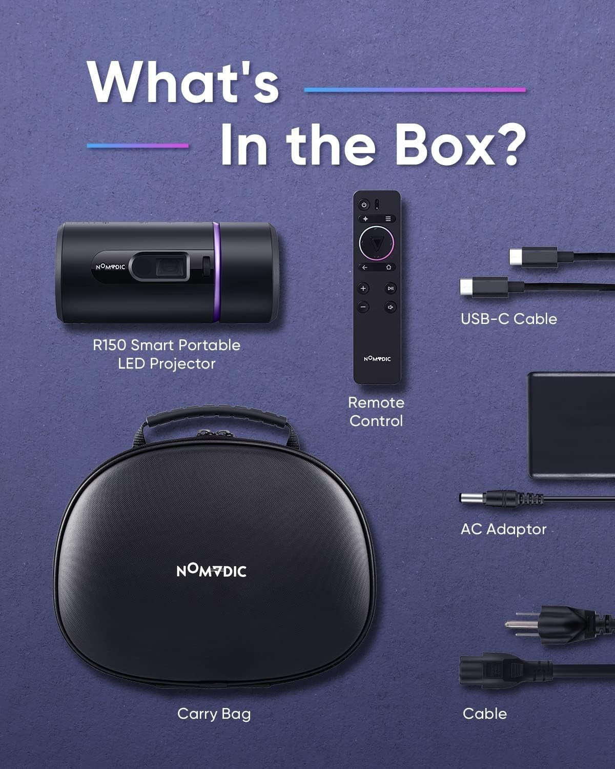 Mini Portable Projector Battery WiFi Bluetooth 100” Rotating Lens