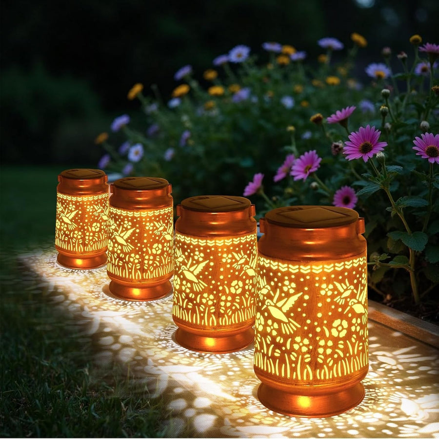 Dragonfly Solar Lanterns 4-Pack Outdoor Waterproof Metal Lights