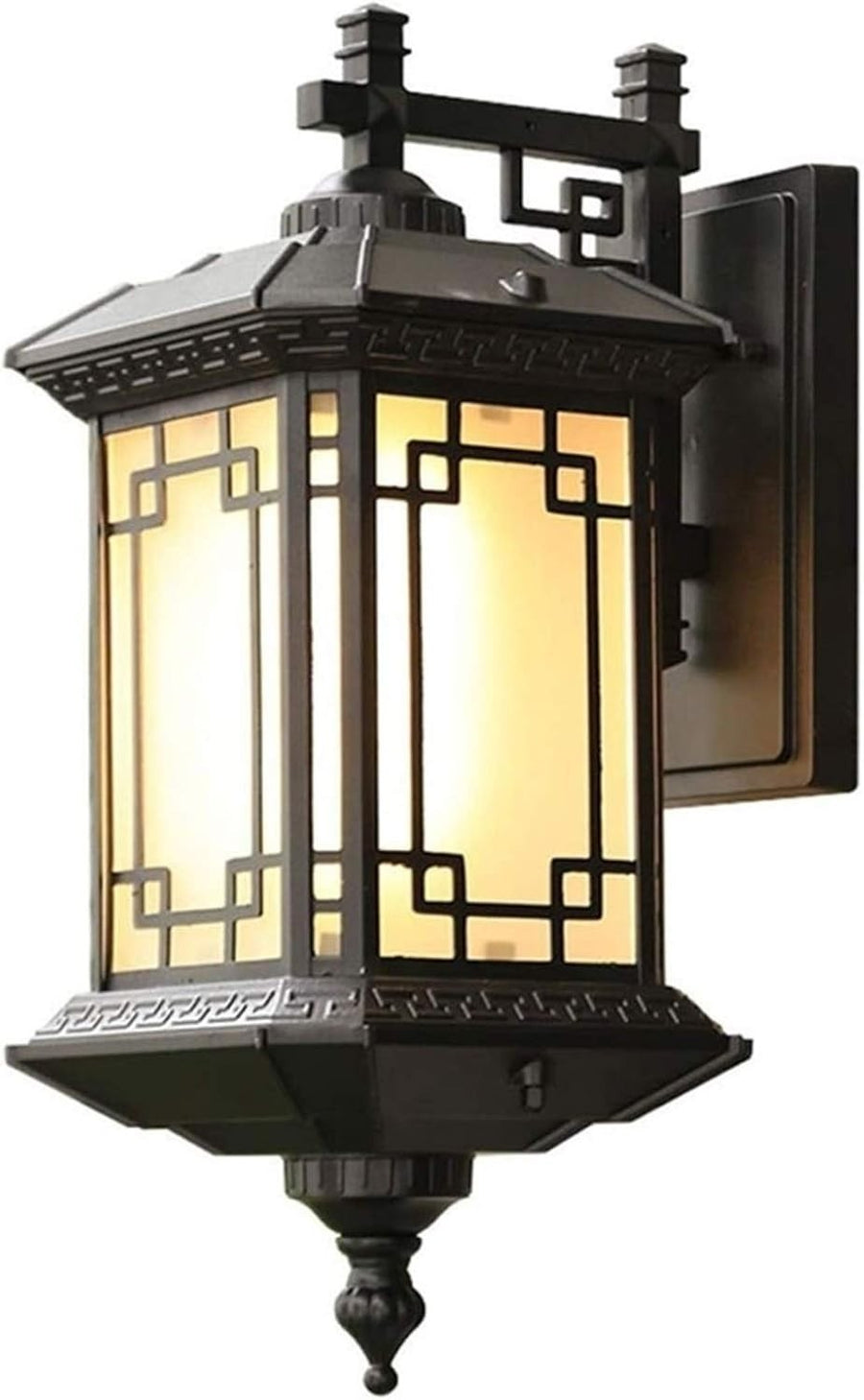 Chinese Retro Outdoor Wall Light Black IP65 E27 Lantern Porch Sconce