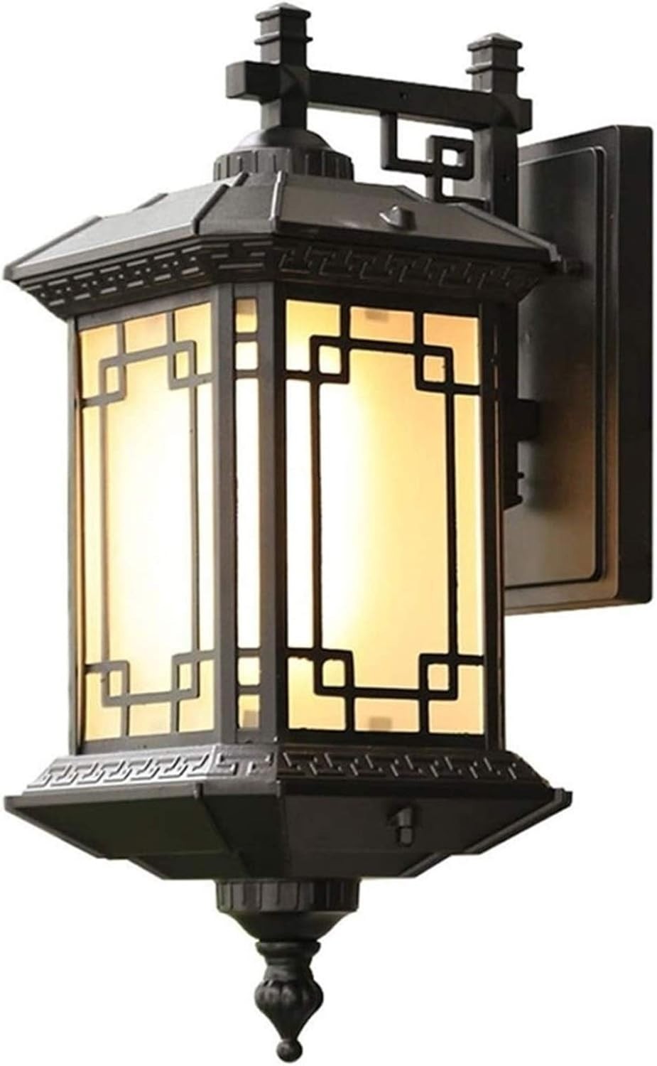 Chinese Retro Outdoor Wall Light Black IP65 E27 Lantern Porch Sconce