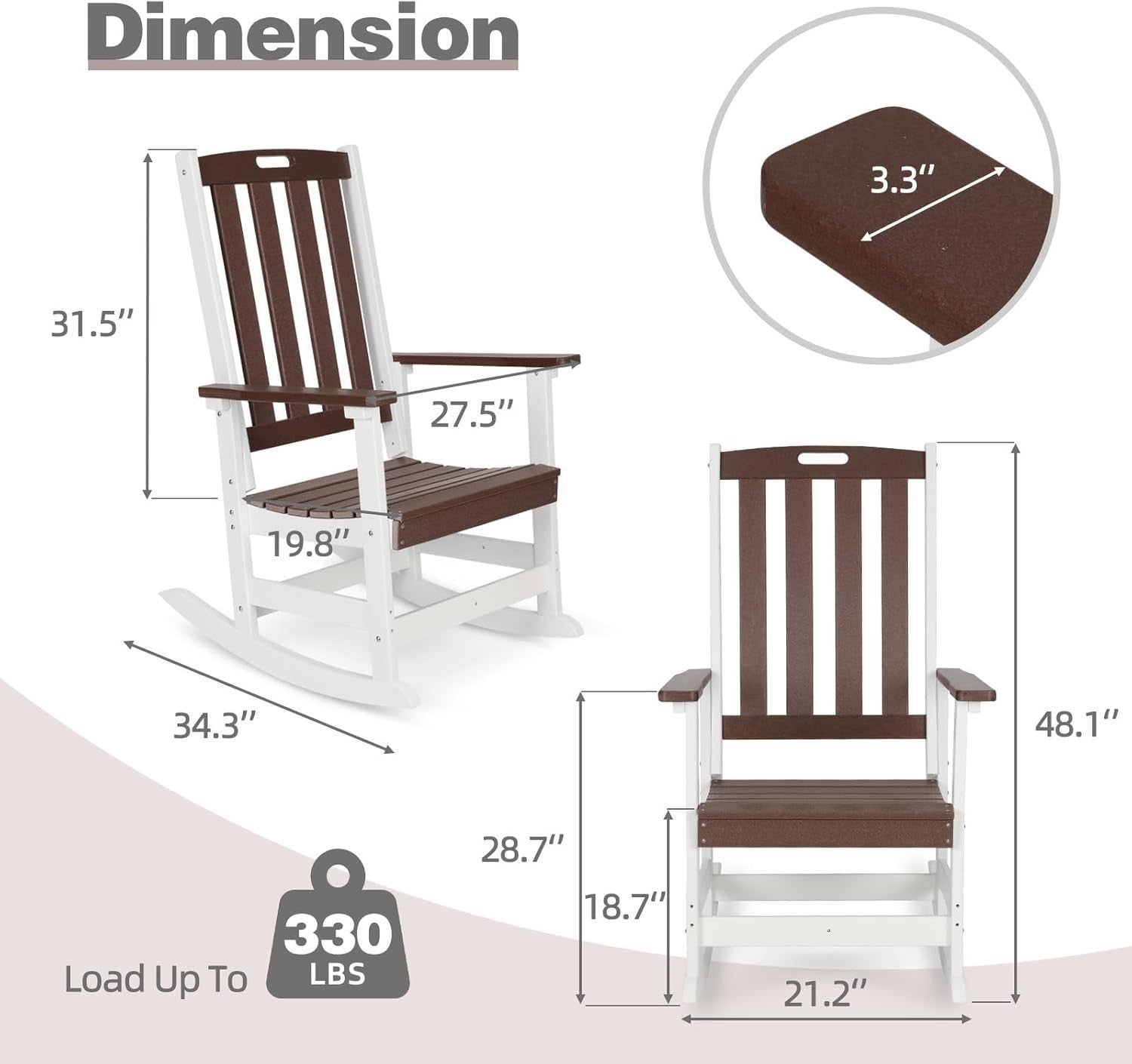 Outdoor Ergonomic Rocking Chair with Weatherproof HDPE – Patio & Porch