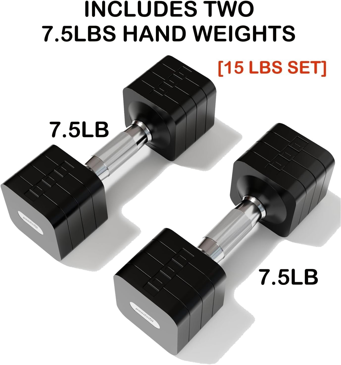 15LB Adjustable Dumbbell Pair 4-in-1 Anti-Roll Hand Weights Home Fitness