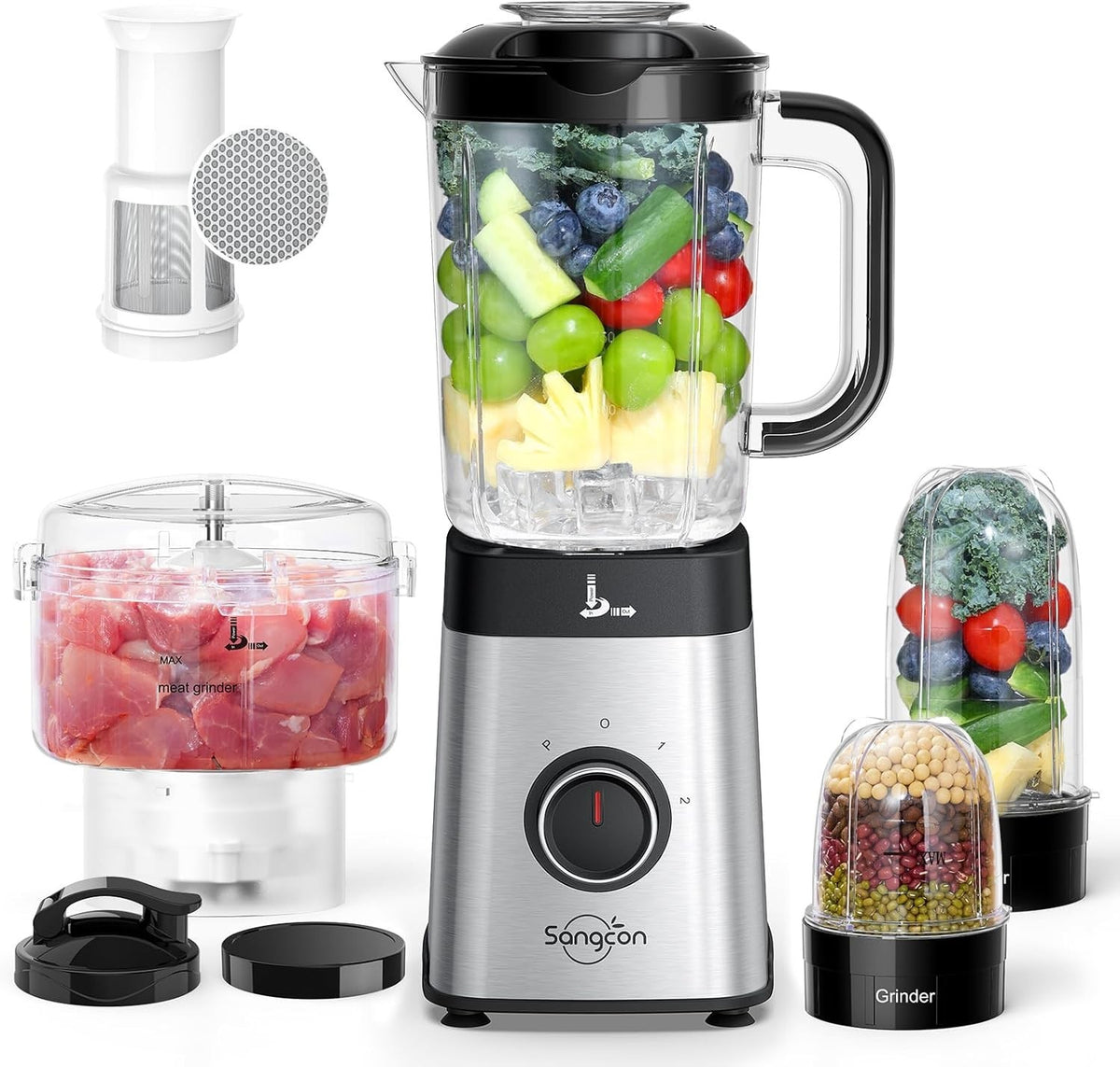 500W 5-in-1 Food Blender Mixer Set Smoothies Ice Veg Fruit Processor Jug