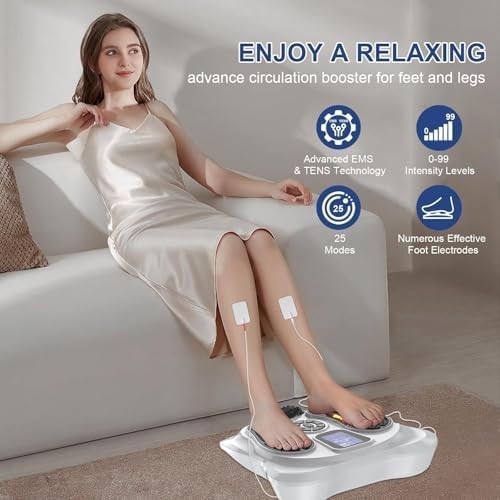 EMS TENS Foot Massager for Pain Circulation 15 Modes 99 Intensity Levels