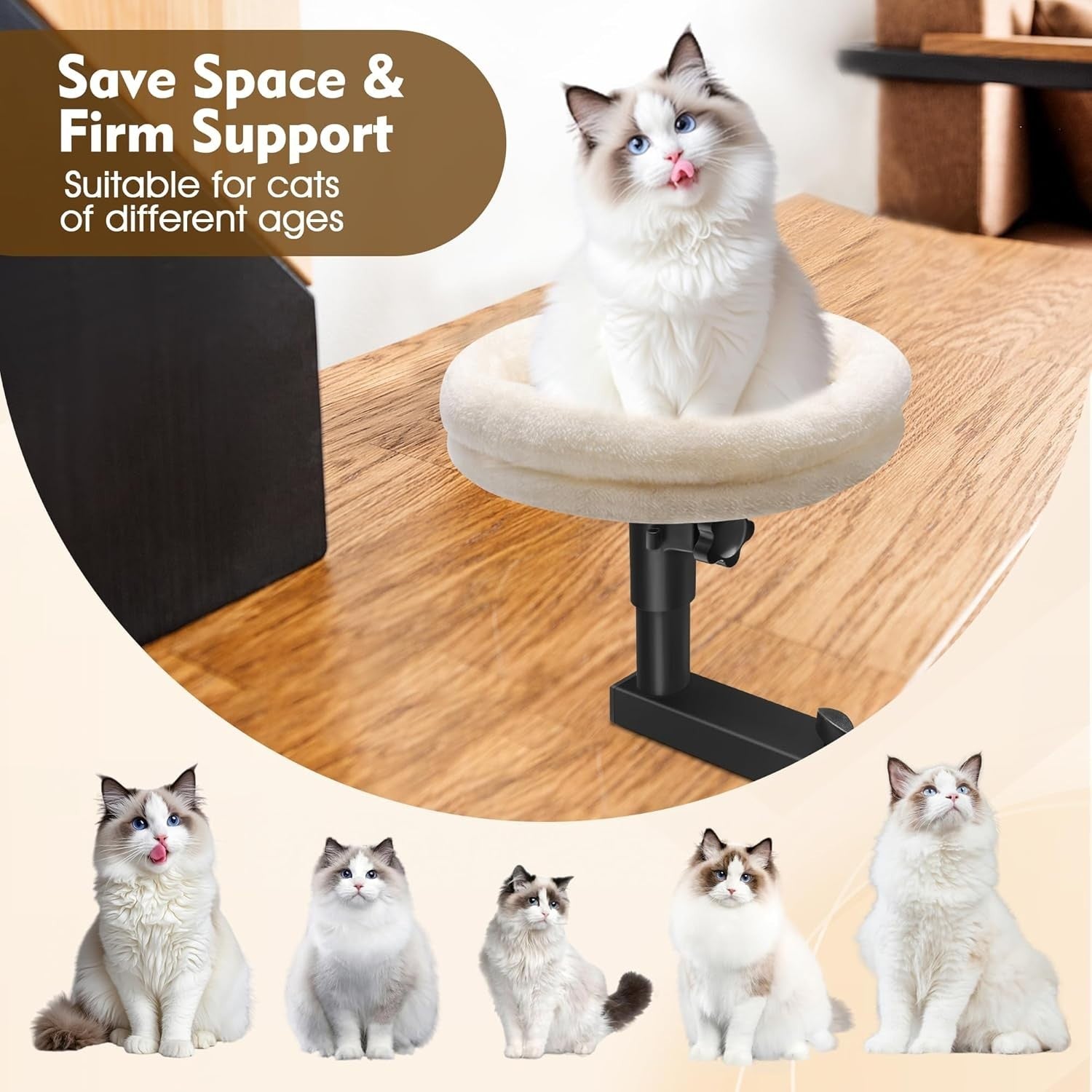 Adjustable Desk Cat Bed Rotating Cat Hammock Clamp On Pet Perch