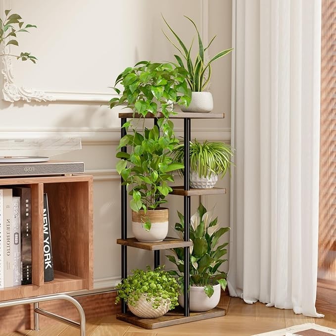 4 Tier Metal Plant Stand Indoor Outdoor Corner Flower Shelf Display Rack
