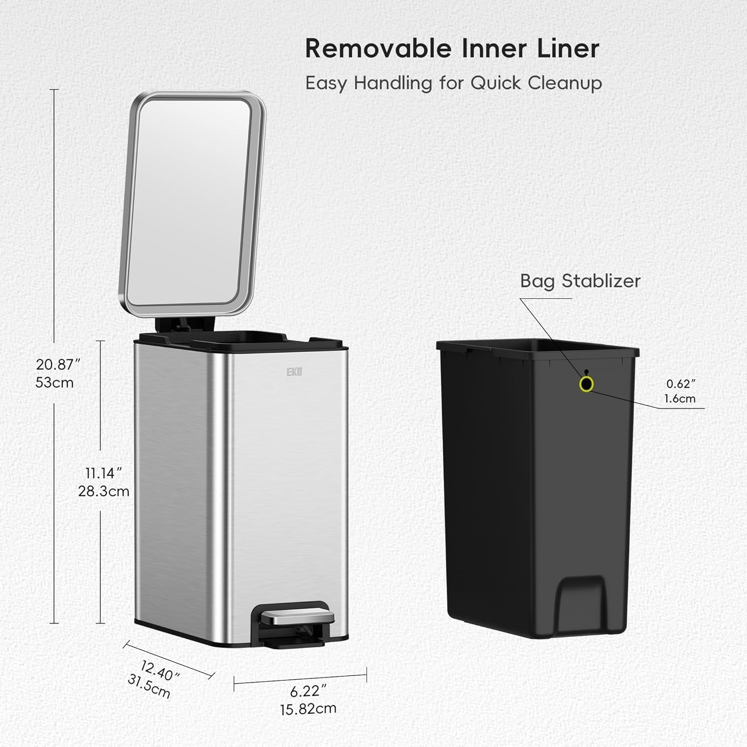 6L Slim Stainless Steel Pedal Bin – Fingerprint-Resistant Trash Can