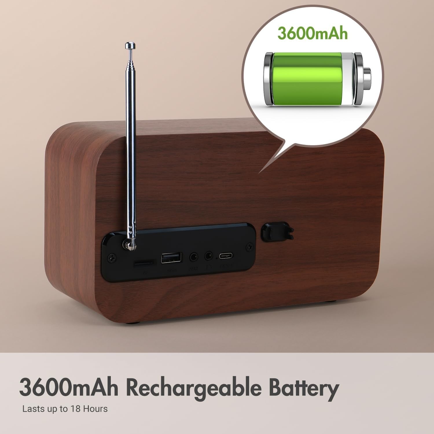 DAB DAB+ FM Radio Bluetooth Rechargeable Dual Alarm Remote USB AUX