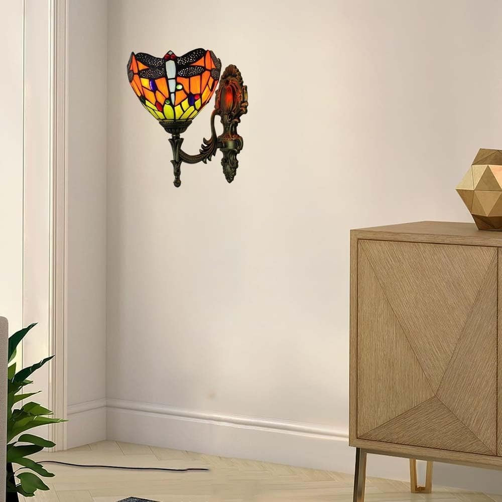 Vintage Stained Glass Wall Lamp Indoor Sconce for Staircase & Bedroom