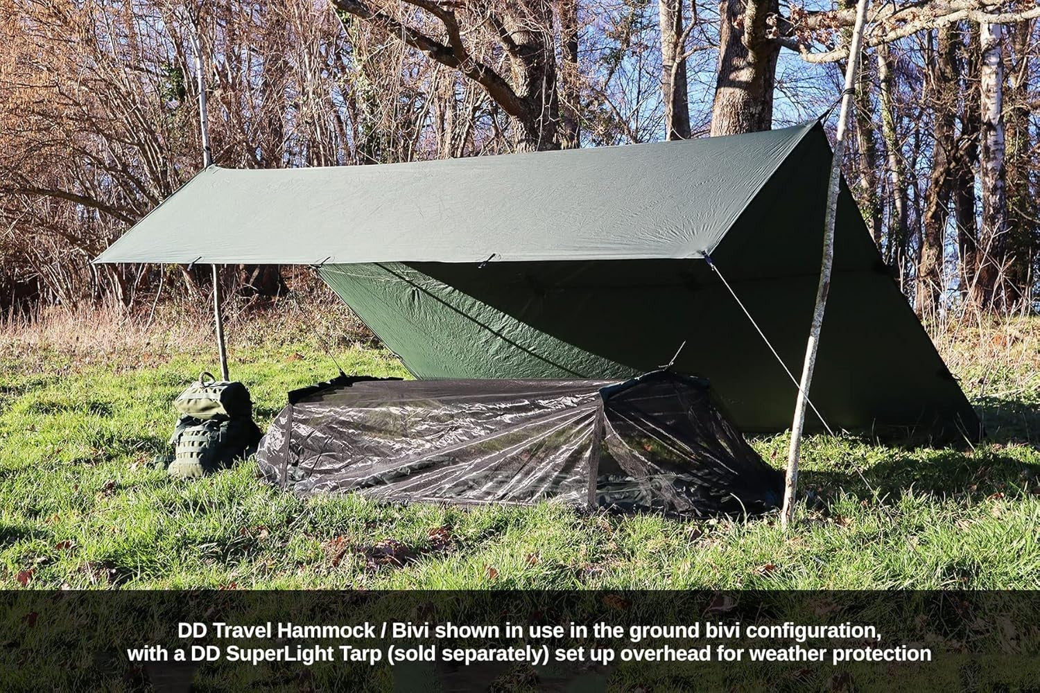 Bug Proof Camping Hammock with Mosquito Net & Ground Shelter Ultra-Light 125kg