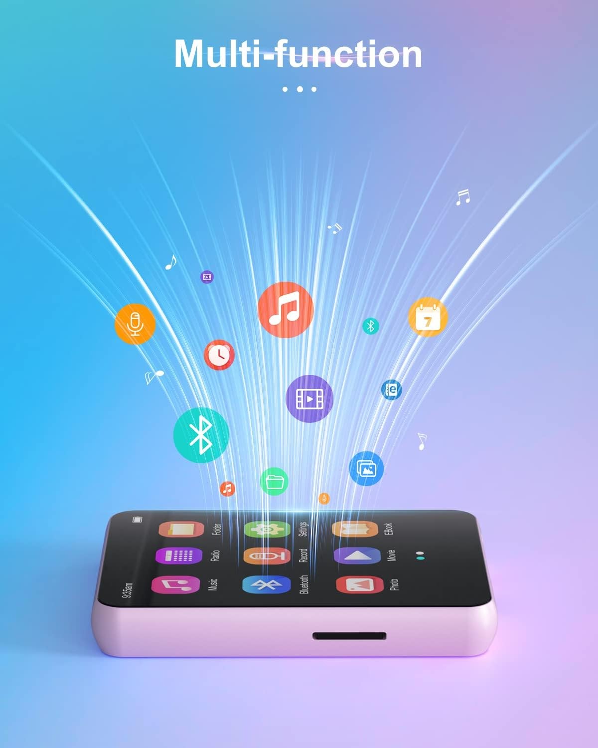 64GB MP3 Player Bluetooth 5.0 Touch Screen Speaker FM