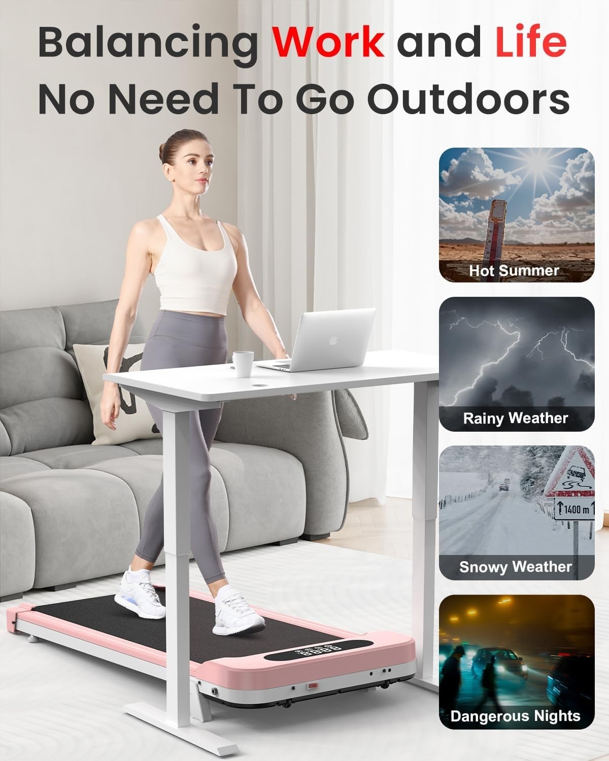 Under Desk Walking Treadmill 7% Incline Compact Quiet Home Office Gym