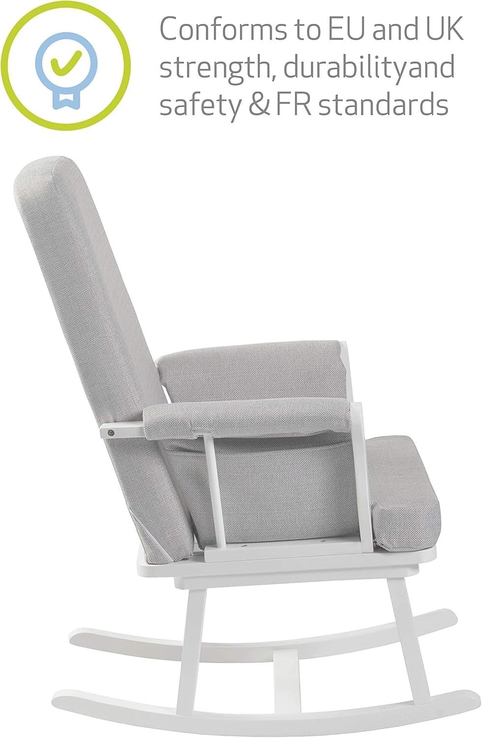 Nursery Rocking Chair Armchair Compact Glider w/ Storage Pockets Grey
