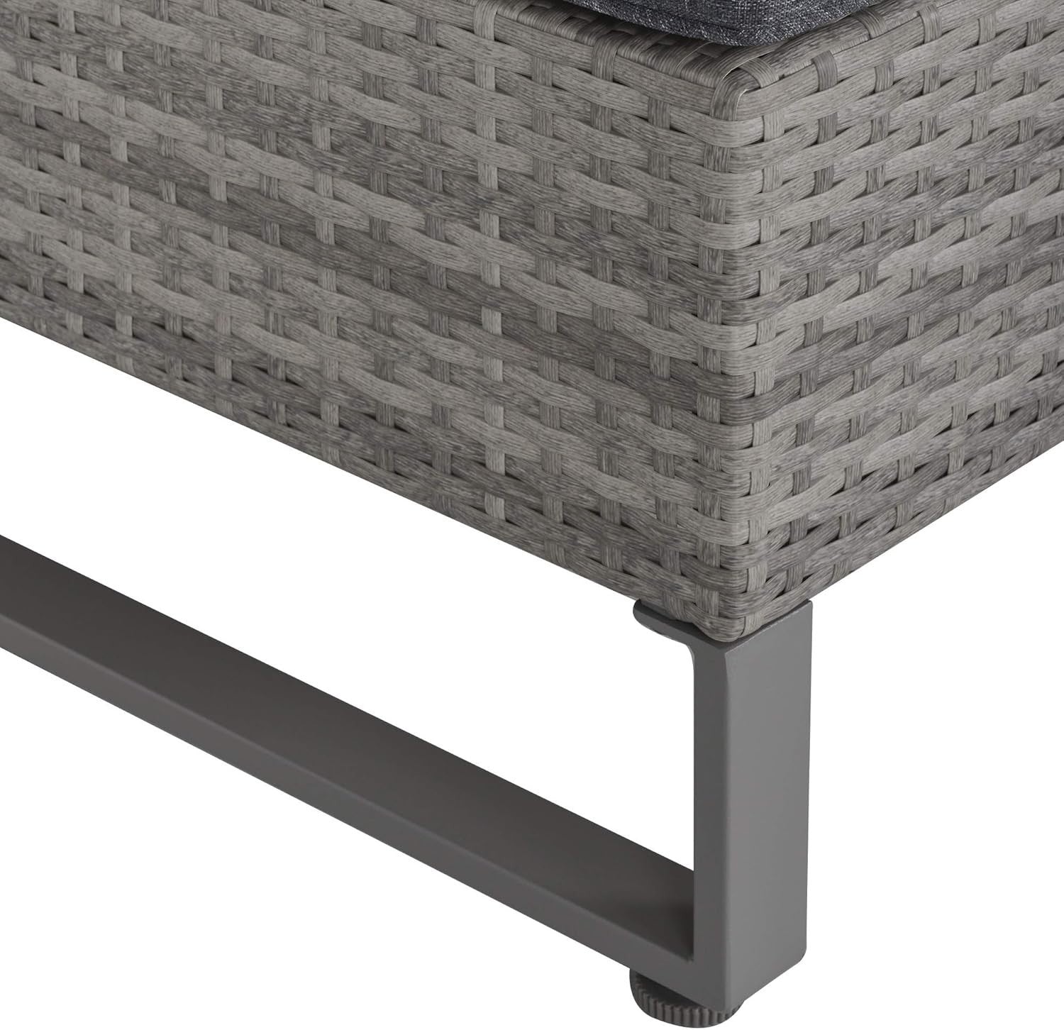 4-Piece Outdoor Rattan Sofa Set with Storage Table & Cushions Grey
