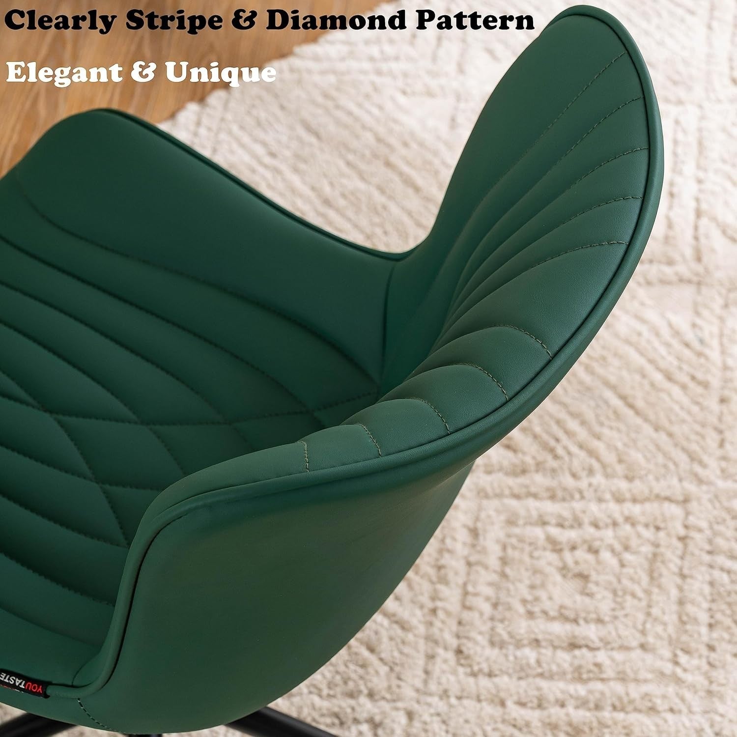 Ergonomic Office Chair Dark Green Faux Leather Desk Swivel Adjustable Height