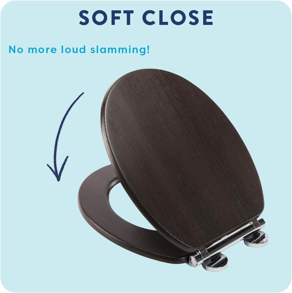 Walnut Effect Wooden Toilet Seat Soft Close Quick Release Antibacterial Durable