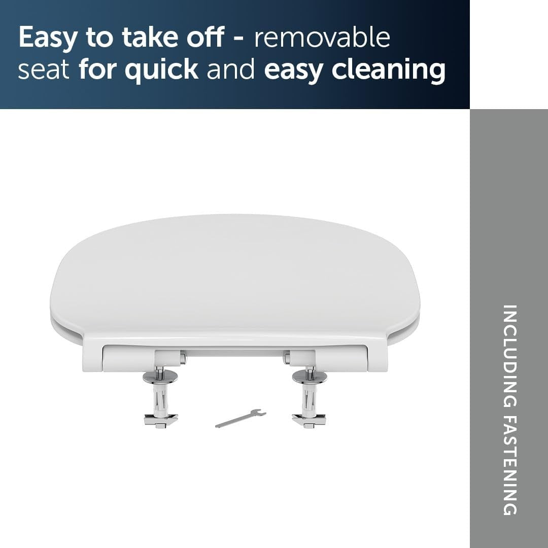 Connect Air Toilet Seat Round White Slim Soft Close Durable Duroplast