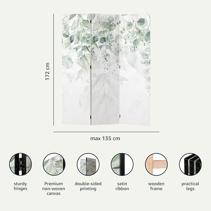 Oriental Peacock Room Divider 135x172cm Folding Double-Sided Screen