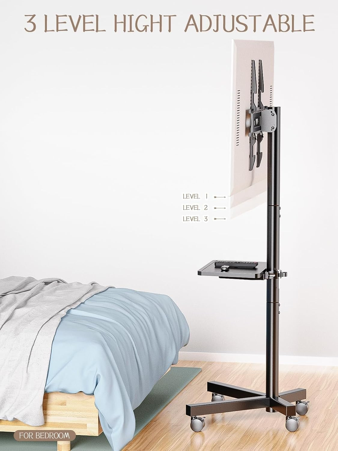 Mobile TV Stand with Shelf for 23-60" LED Curved Screens, Rolling Cart 40kg
