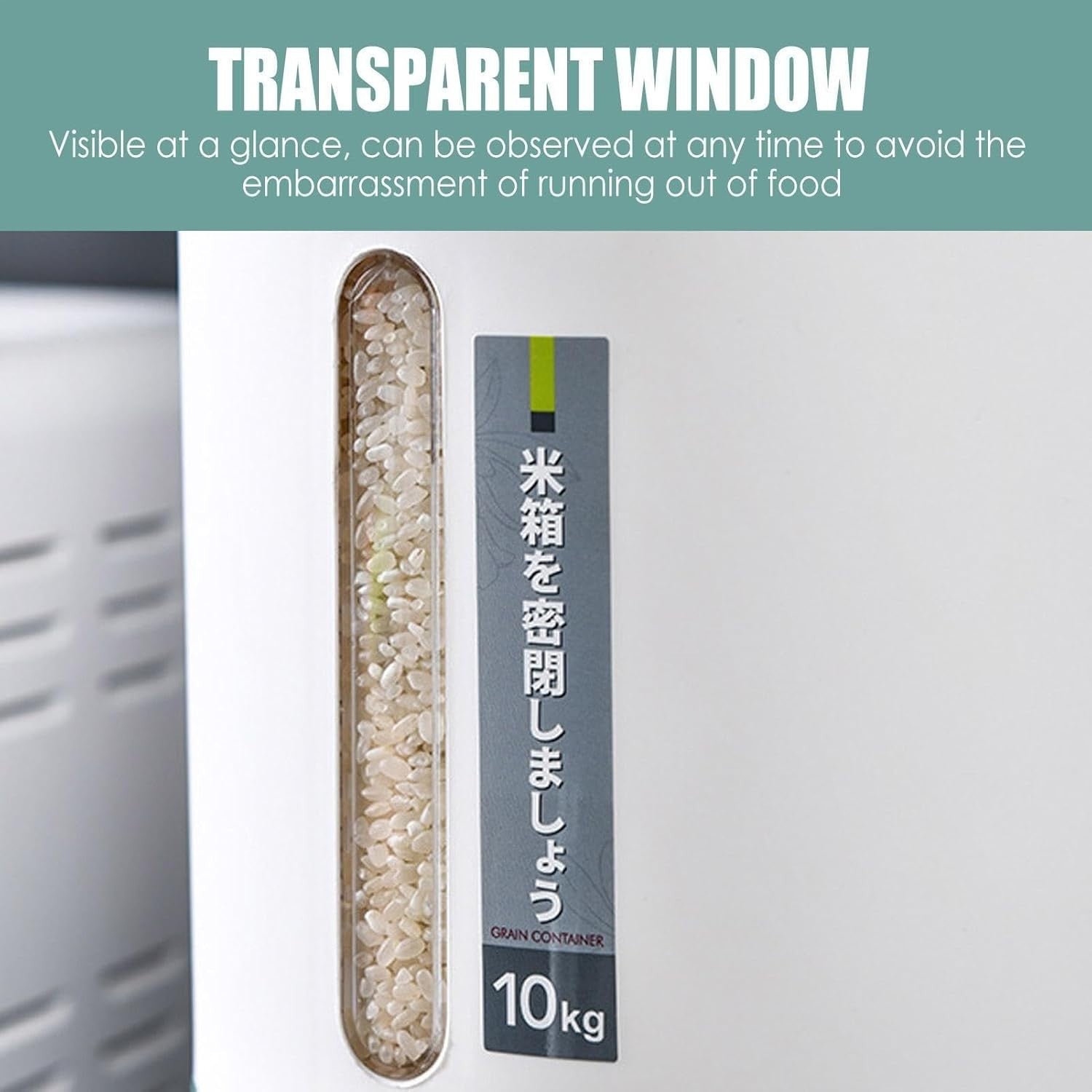 10KG Rice Cereal Dispenser Airtight Grain Storage Bin Measuring Cup