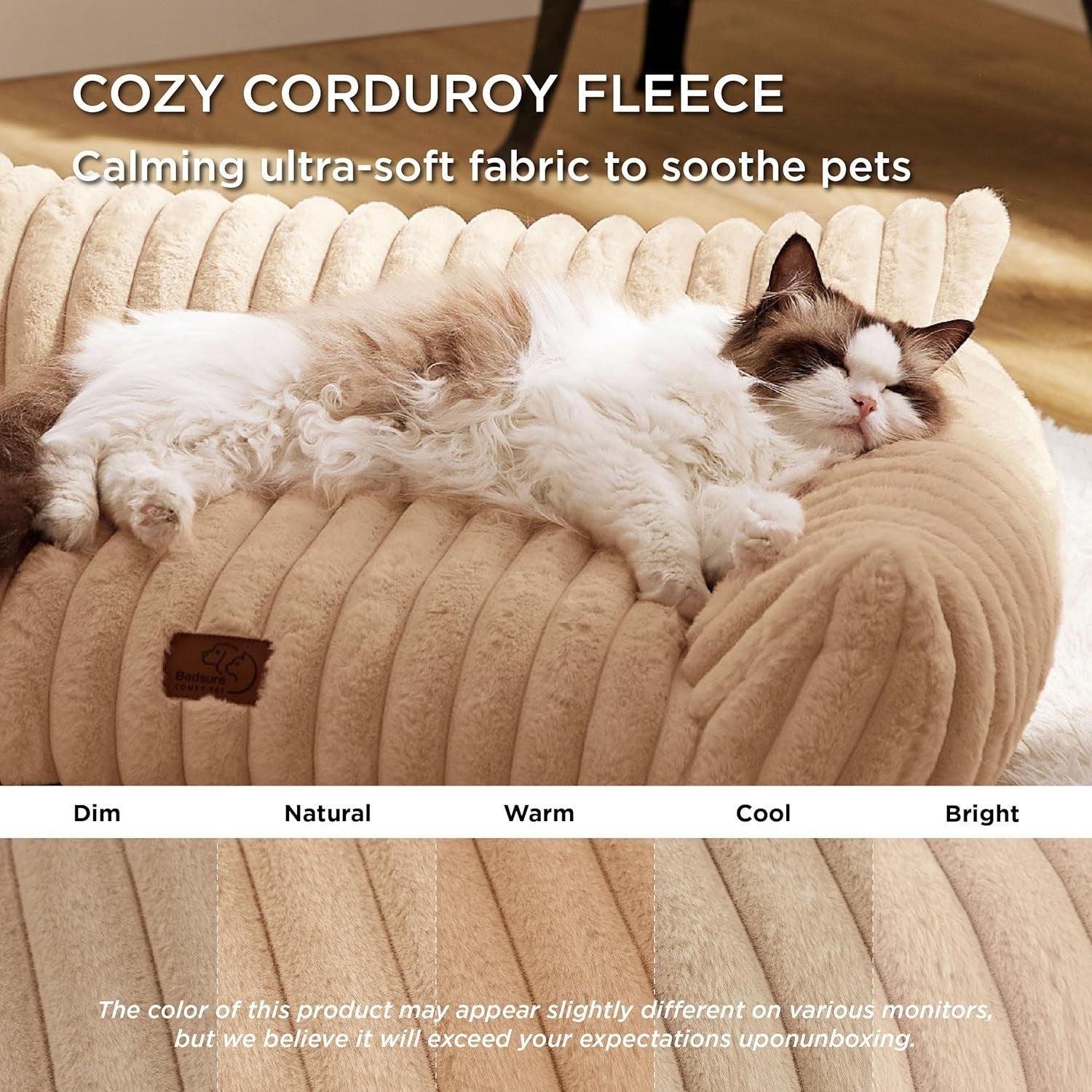 Washable Dog Sofa Bed Faux Fur Pet Couch 76cm Non Slip Removable Cover