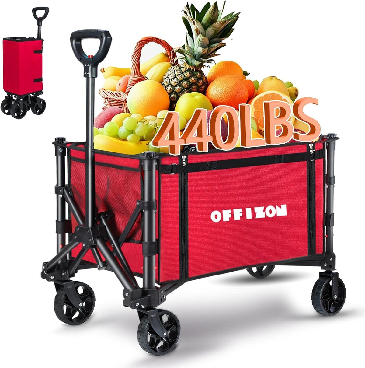 Heavy Duty Foldable Red Camping & Shopping Trolley 330lbs Utility Wagon