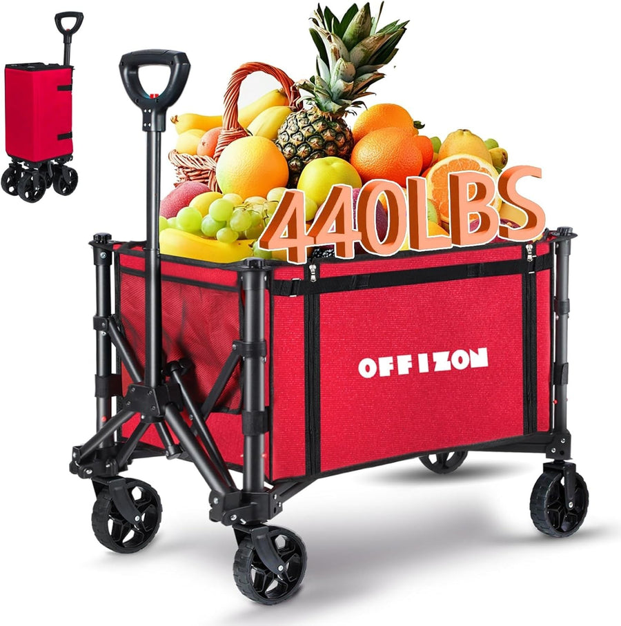 Heavy Duty Foldable Red Camping & Shopping Trolley 330lbs Utility Wagon
