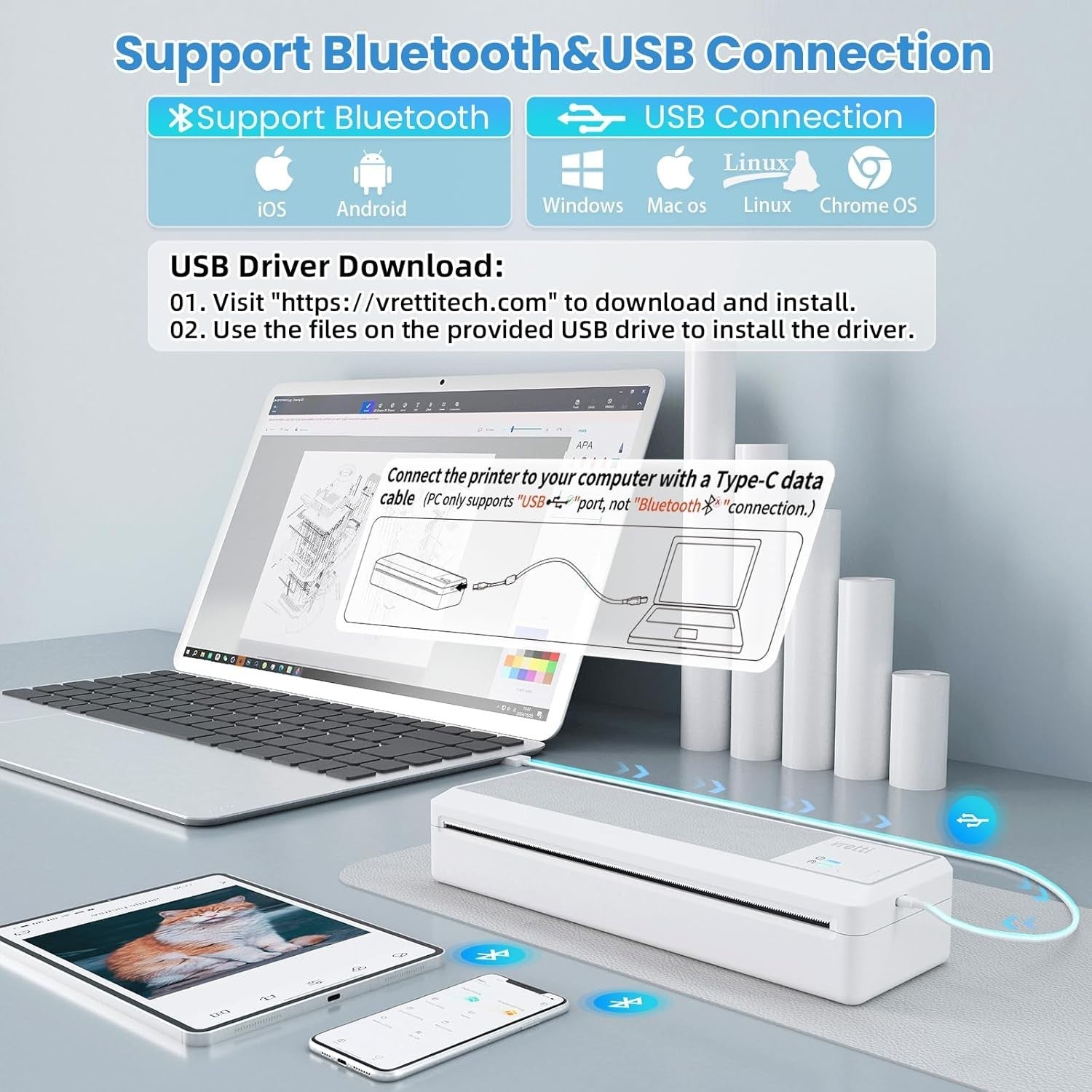 P83 Wireless Inkless A4 Printer | Thermal Portable for Android iOS