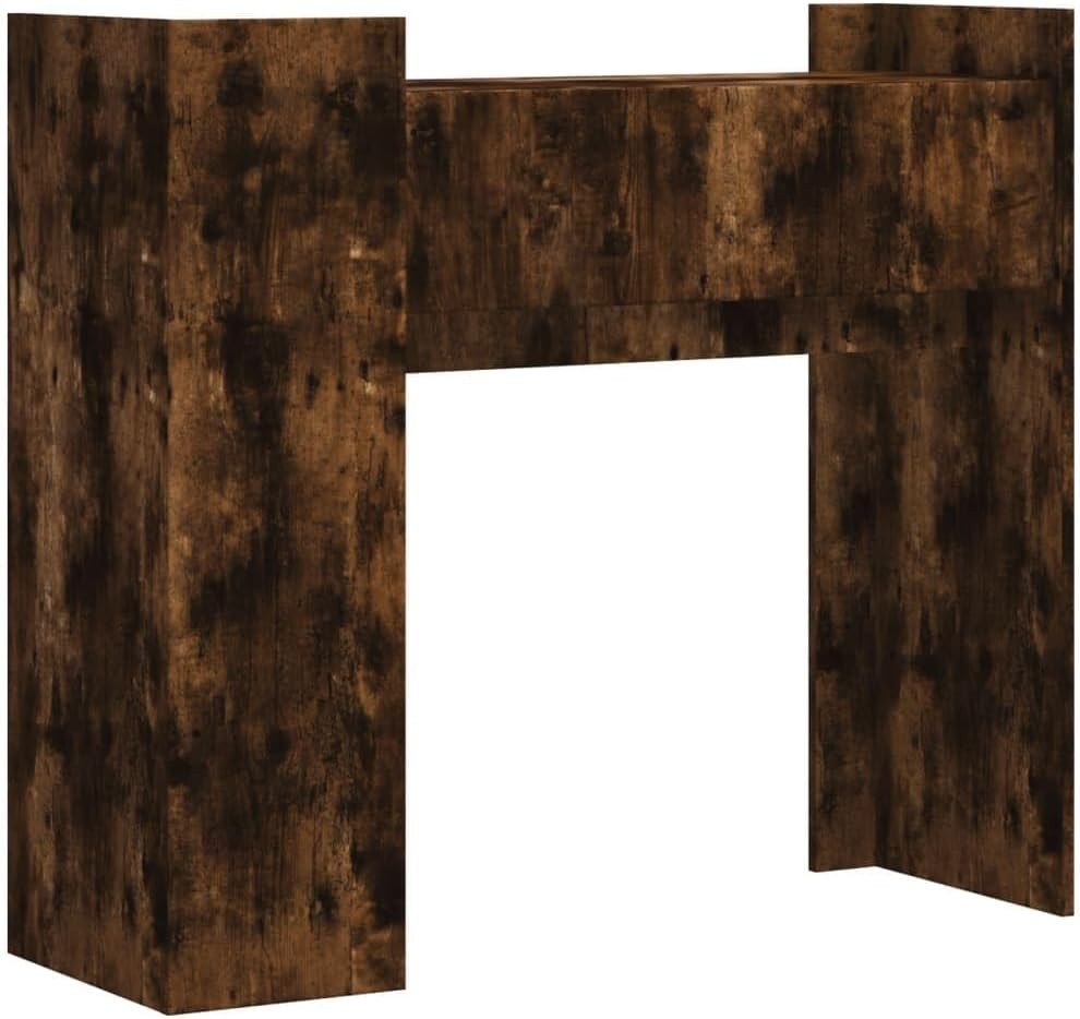 Smoked Oak Console Table with Shelves, Durable Storage, 100x35x90cm