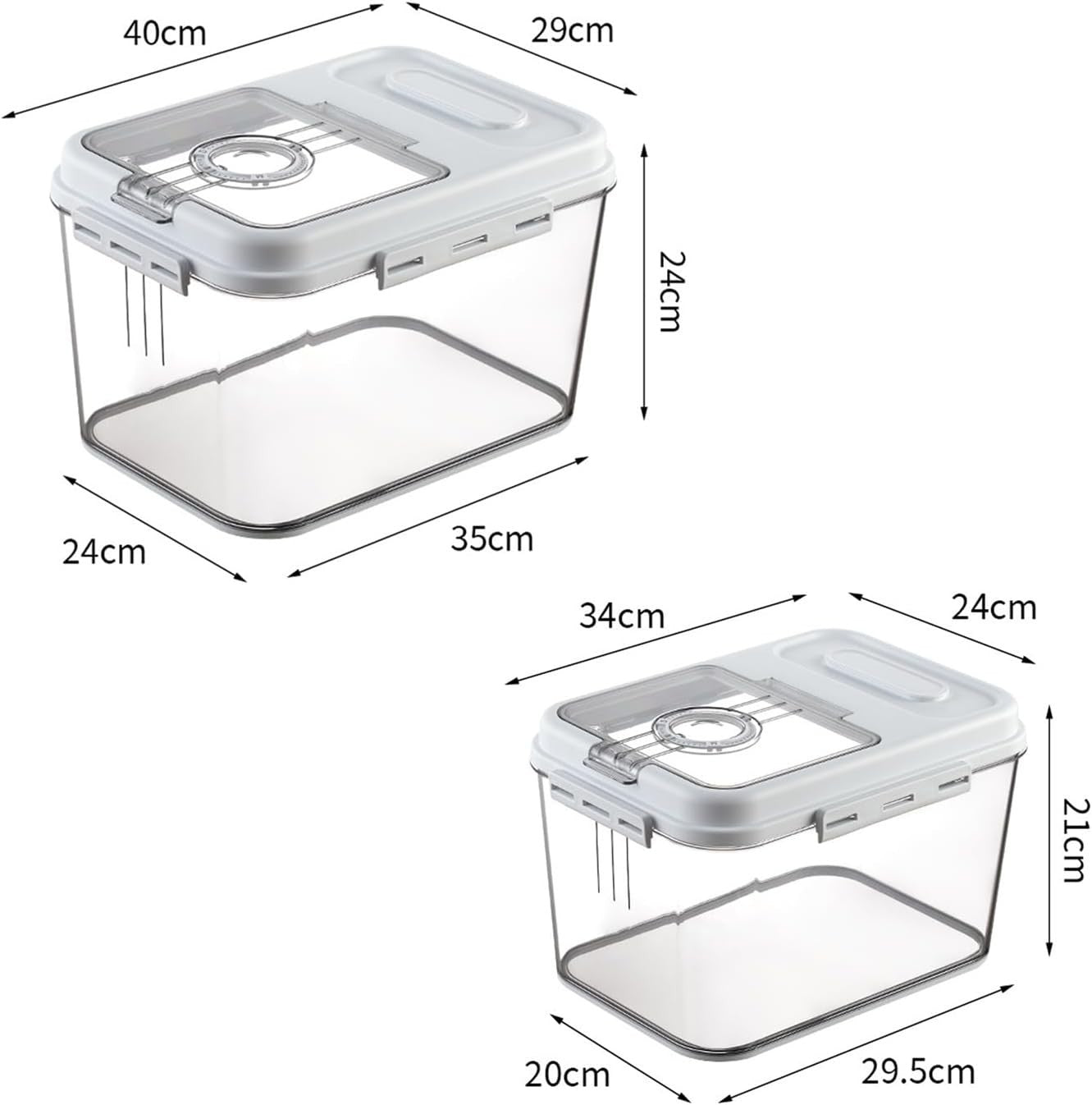 2Pcs 7.5kg + 15kg Airtight Rice Storage Containers Set