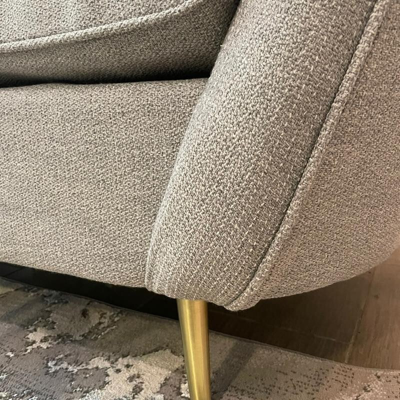 2 Seater Grey Accent Sofa Curved Back Modern Lounge Chair with Cushions