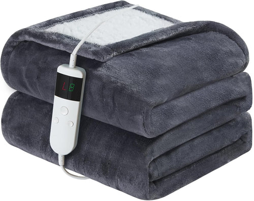 Electric Heated Blanket 130x160cm Sherpa Fleece 10 Heat Settings Timer