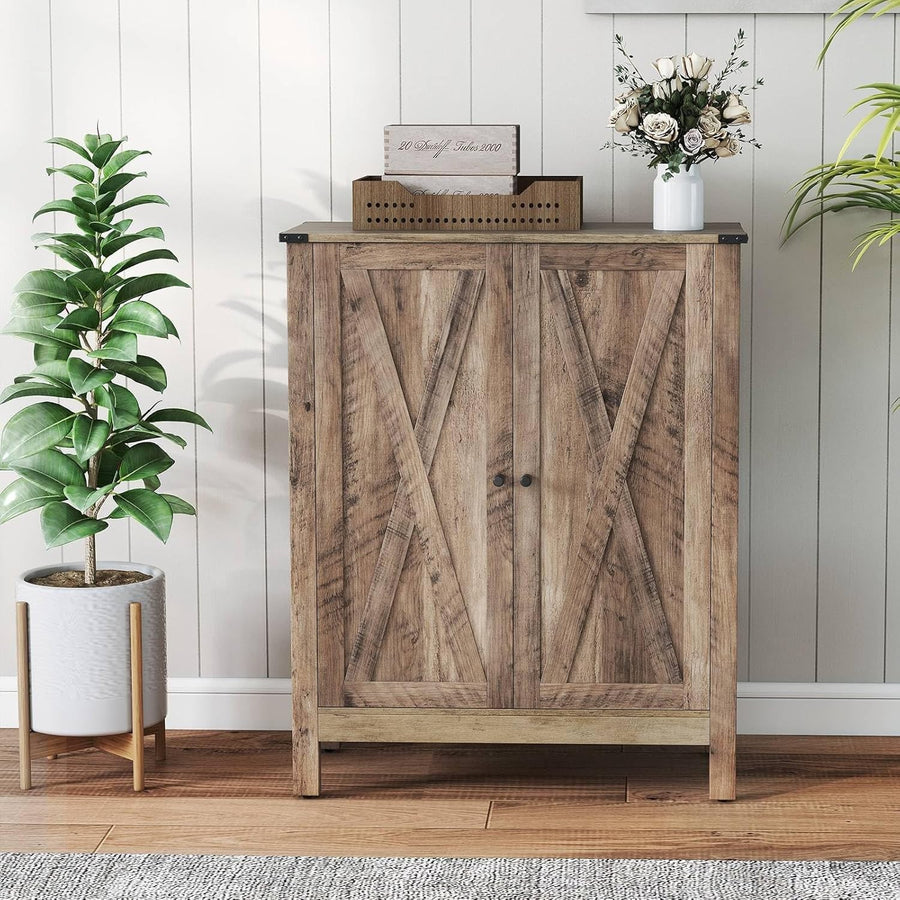 Adjustable 5-Shelf Wooden Shoe Cabinet with Anti-Tip Safety & Magnetic Doors