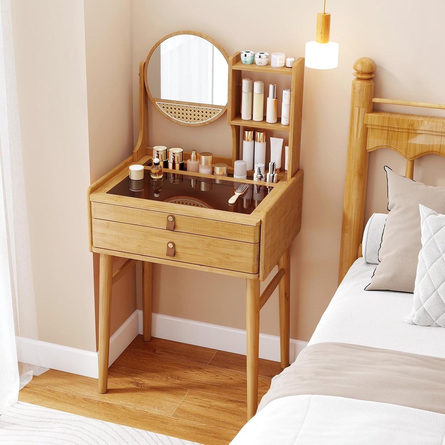 Vanity Dressing Table Desk w/ LED Mirror Storage Drawers & Stool