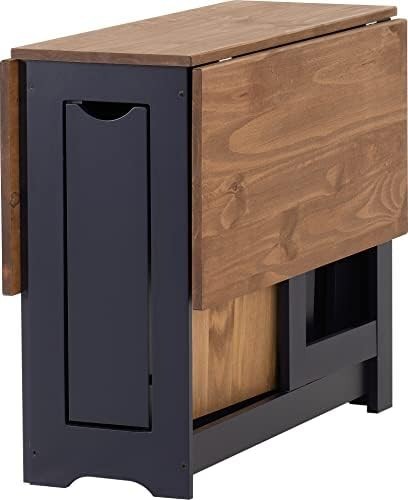 Seconique Santos Butterfly Dining Set Navy Blue & Distressed Waxed Pine Extendab