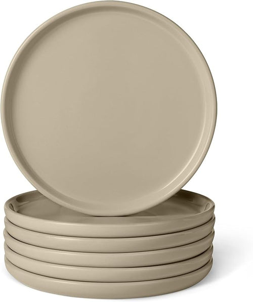 6pc Stoneware Dinner Plates 27cm Microwave Dishwasher Safe Neutral Grey