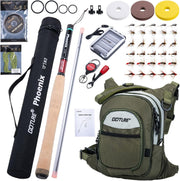 12ft Tenkara Fly Fishing Rod Kit Carbon Fibre Cork Handle Chest Pack