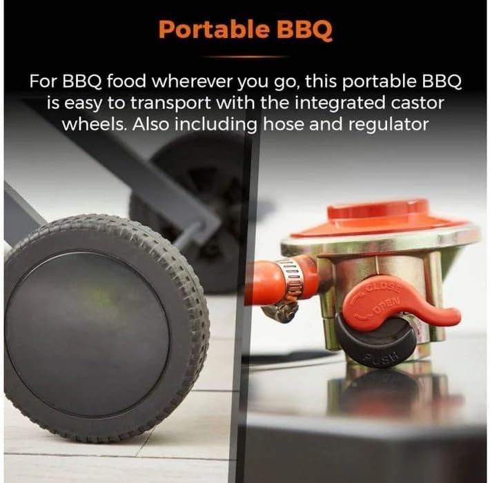 Portable 2 Burner Gas BBQ Grill with Folding Stand & Wheels – High Heat