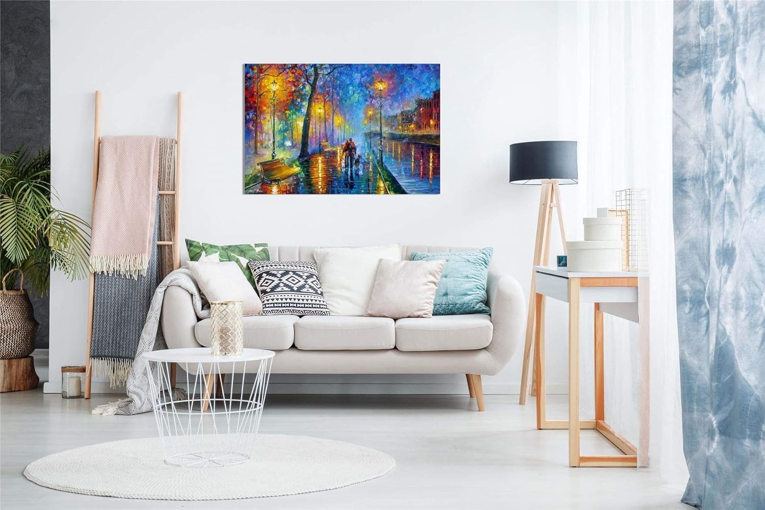 Large Canvas Wall Art Night Park Painting Living Room Modern Home Decor 18x12