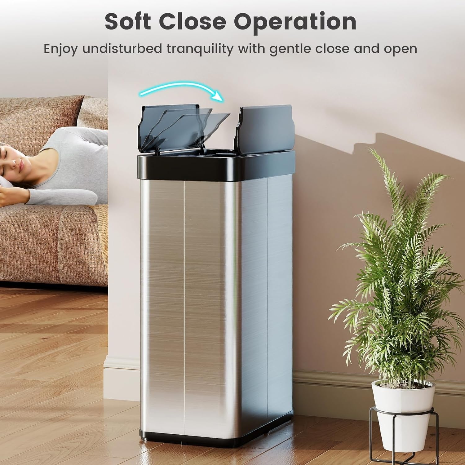 60L Touchless Motion Sensor Kitchen Bin – Automatic Stainless Steel Trash Can