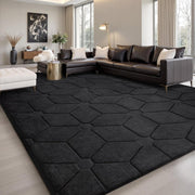 Extra Large Black Area Rug 275x370cm Washable Anti Slip Short Pile Carpet