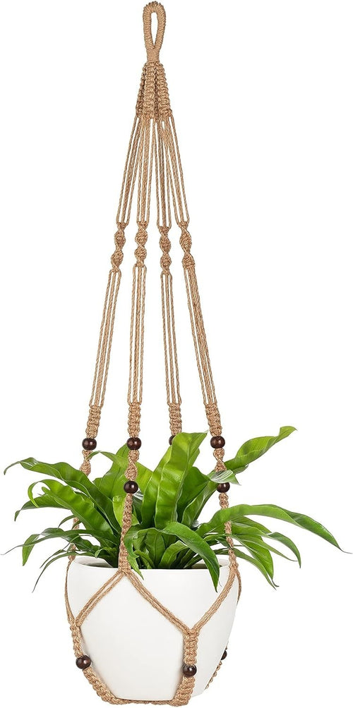 43" Macrame Plant Hanger Boho brown Indoor Outdoor Pot Holder