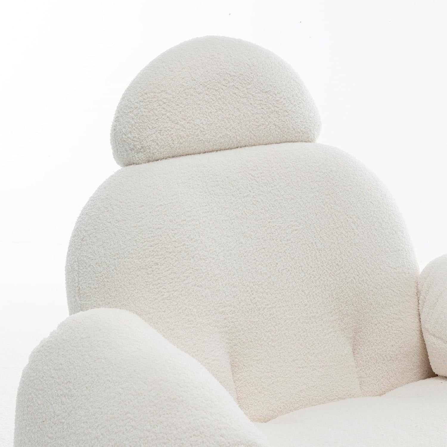 Large White Boucle Rocking Chair with Solid Wood Frame & Plush Comfort