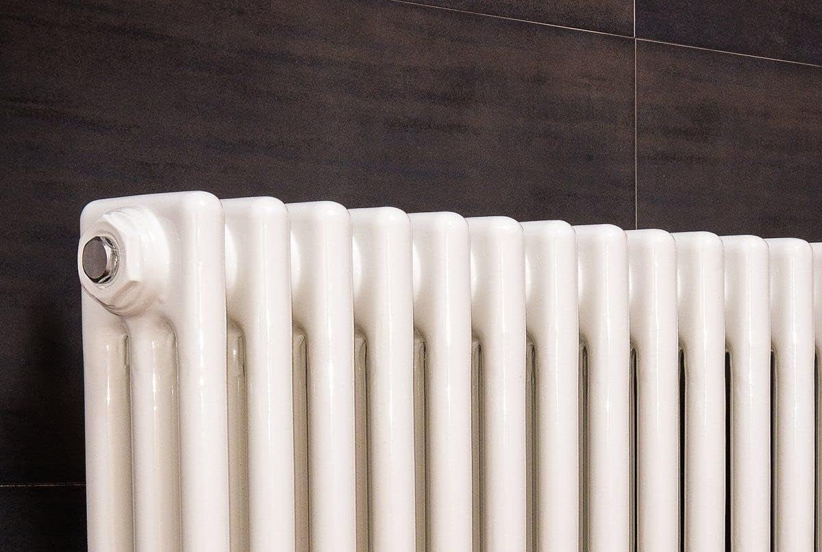 Triple Column Horizontal Radiator 300x1190mm White Cast Iron Style