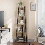 5-Tier Corner Bookshelf Industrial Ladder Shelf Tall Slim Display Unit for Home