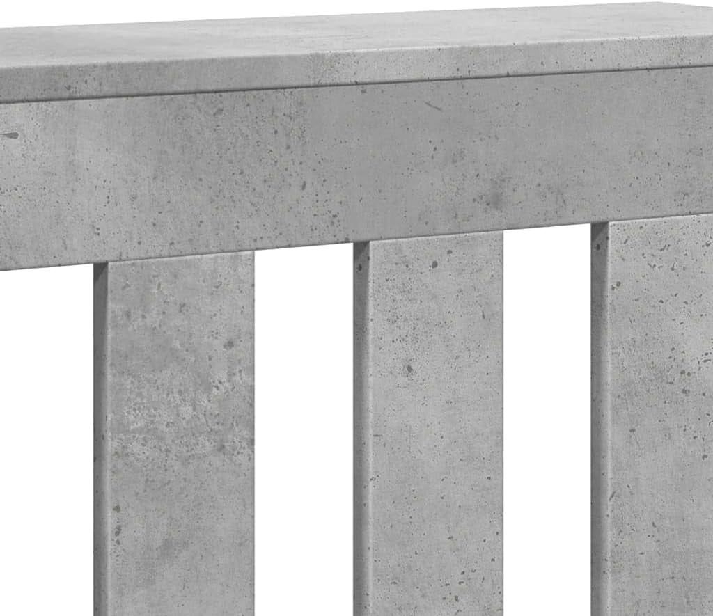 Concrete Grey Radiator Cover Cabinet 175x20x82cm | Modern Slatted Heater Cover